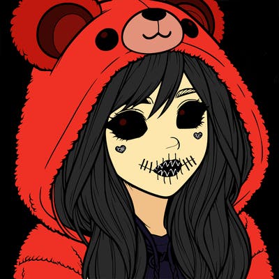 realistic girl in a bear hoodie