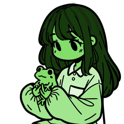 girl with long hair and a oversized shirt. and she is holding a frog