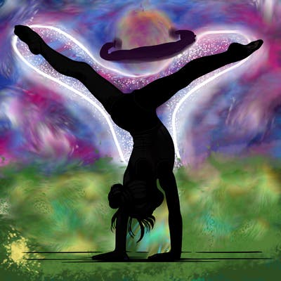 realistic gymnastic hand stand girl in four splits