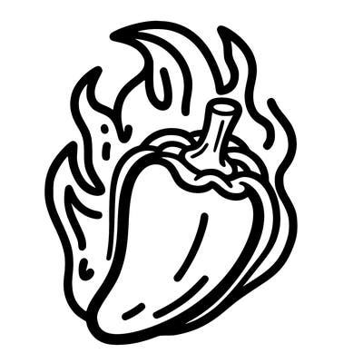 pepper with flames