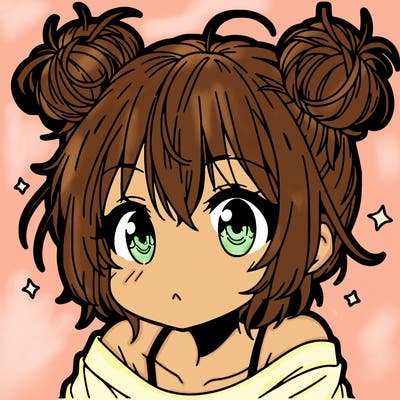a manga girl with messy small buns