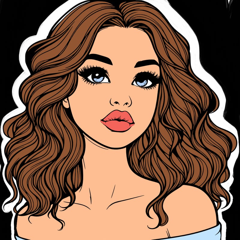 realistic girl with wavy hair and lips