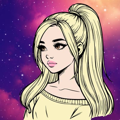 realistic girl with a high ponytail