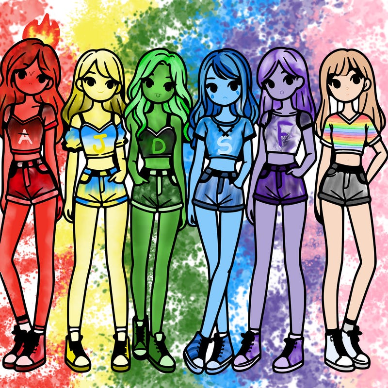 a group of girls wearing crop tops and shorts
