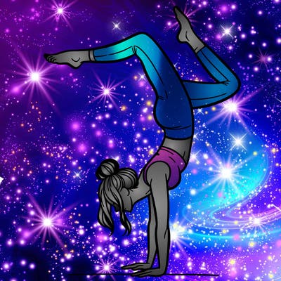 a woman doing a handstand