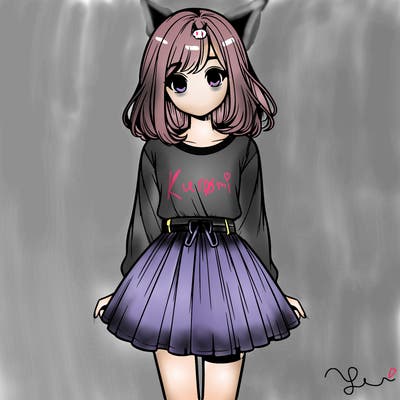 realistic girl with a skirt on