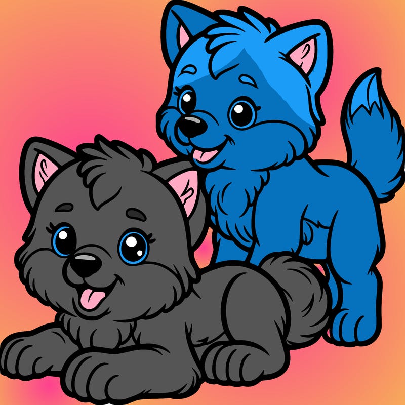 two playful wolf pups