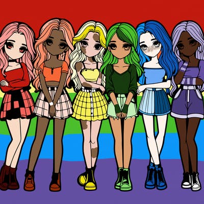 a group of girls realistic