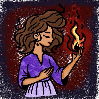 woman with fire