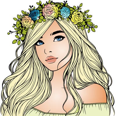 realistic girl with flower crown