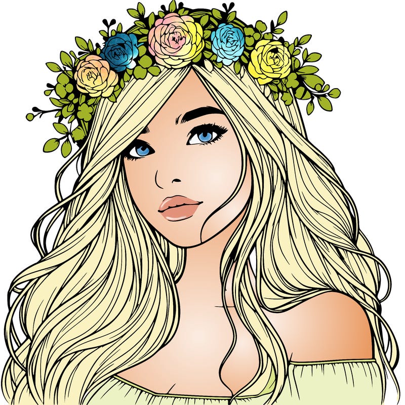 realistic girl with flower crown