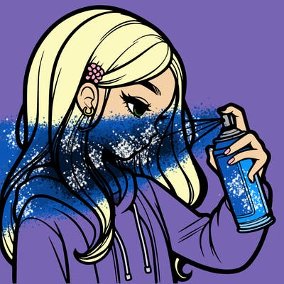 a realistic girl spray painting