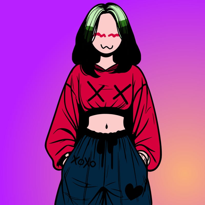 realistic girl faceless with baggy pants and a crop top