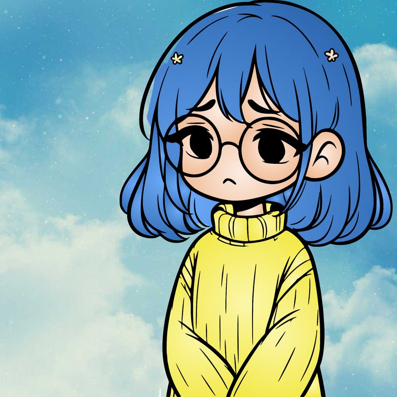 sad girl with glasses in a sweater