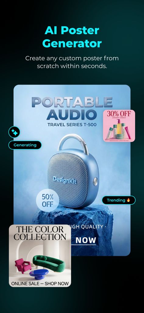 AI poster generator tool for creating professional ecommerce marketing images