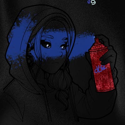 a realistic girl, spray painting