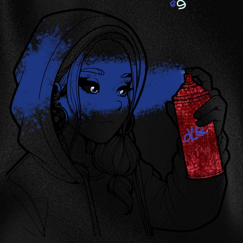 a realistic girl, spray painting