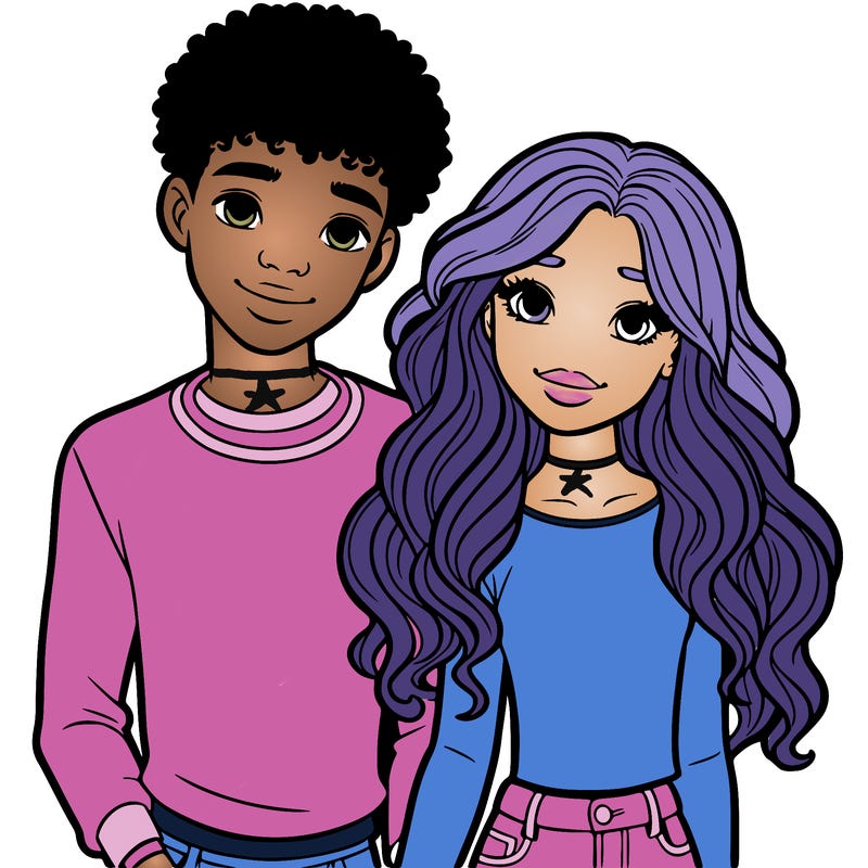 black girl and white boy teen couple