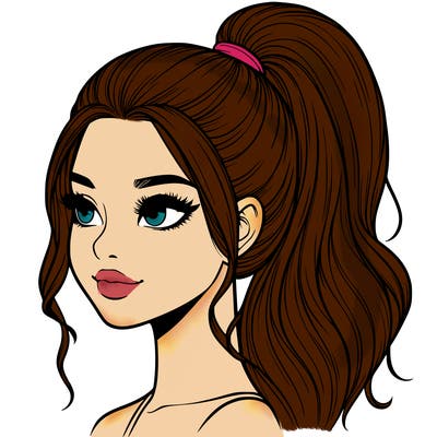 realistic girl with a high ponytail