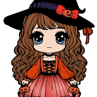 cute halloween girl realistic