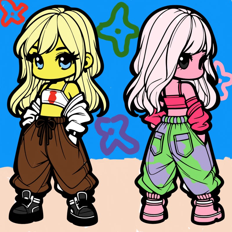 girl in crop top and baggy pants