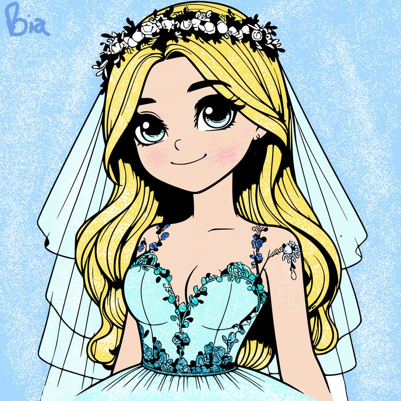 realistic girl in a wedding dress