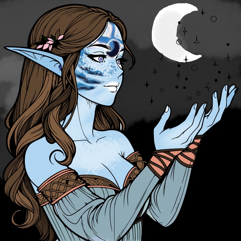 realistic elf girl doing magic