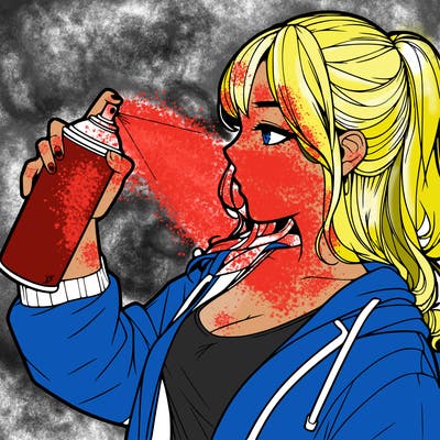 a realistic girl spray, painting