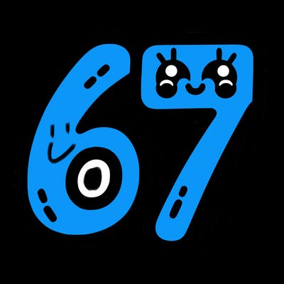 the numbers 67