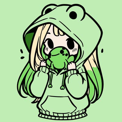 a girl holding a froggy hoodie