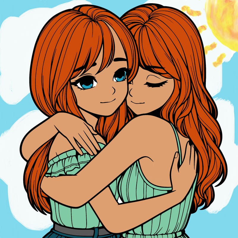 realistic girls hugging