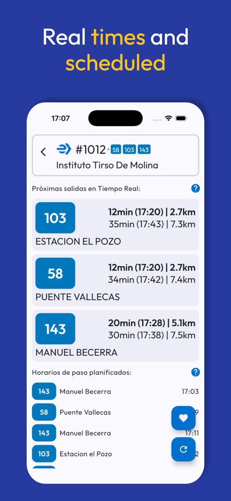 Madrid Metro Bus Cercanias - Horarios de llegada de autobuses en tiempo real en la aplicación Madrid Metro Bus.