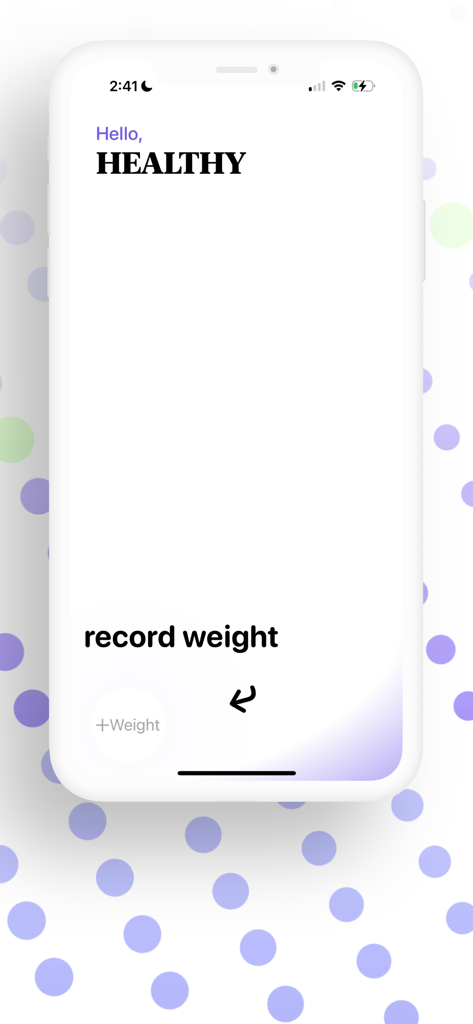 Interface of the Ozempic Tracker app displaying a health greeting and a prompt to record weight