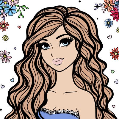 pretty woman with long wavy hair