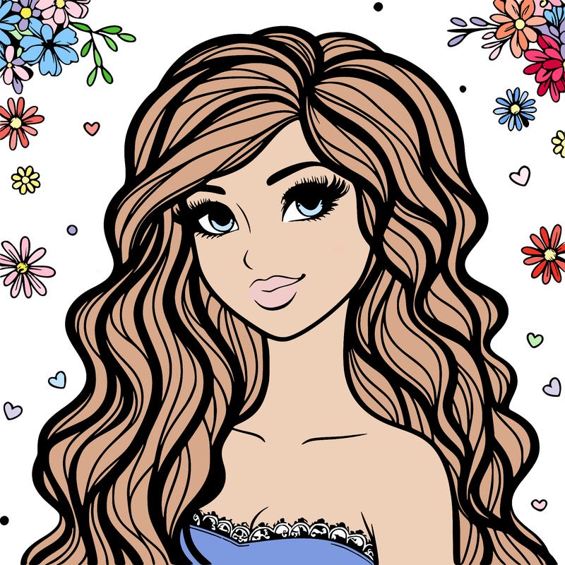 pretty woman with long wavy hair