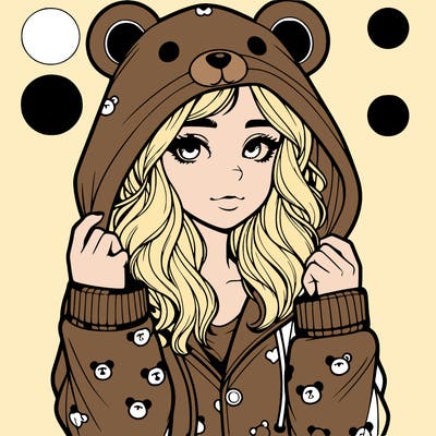 realistic girl in a animal pjs hoodie