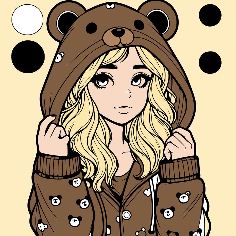 realistic girl in a animal pjs hoodie