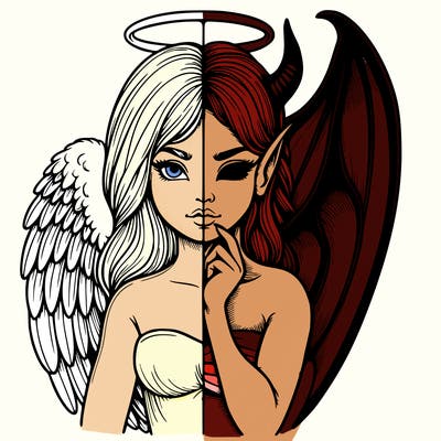 realistic angel half demon