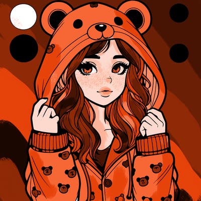 realistic girl in a animal pjs hoodie