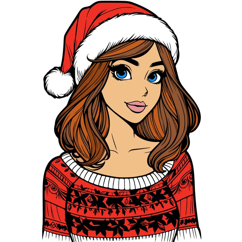 realistic lady in a christmas sweater