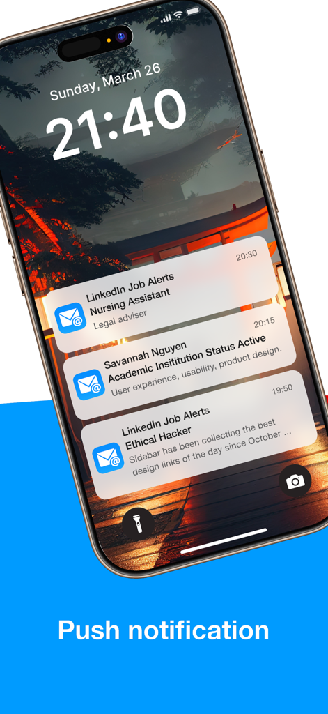 Tela de bloqueio do iPhone mostrando notificações push para o aplicativo Email para Hotmail e Outlook