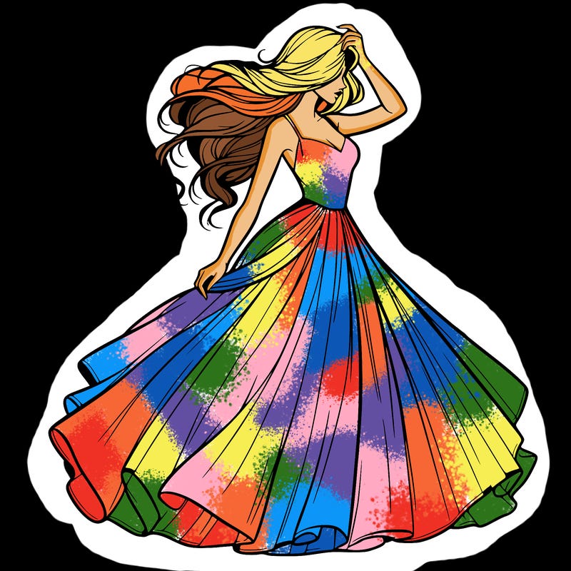 realistic woman with dress flowing in the wind