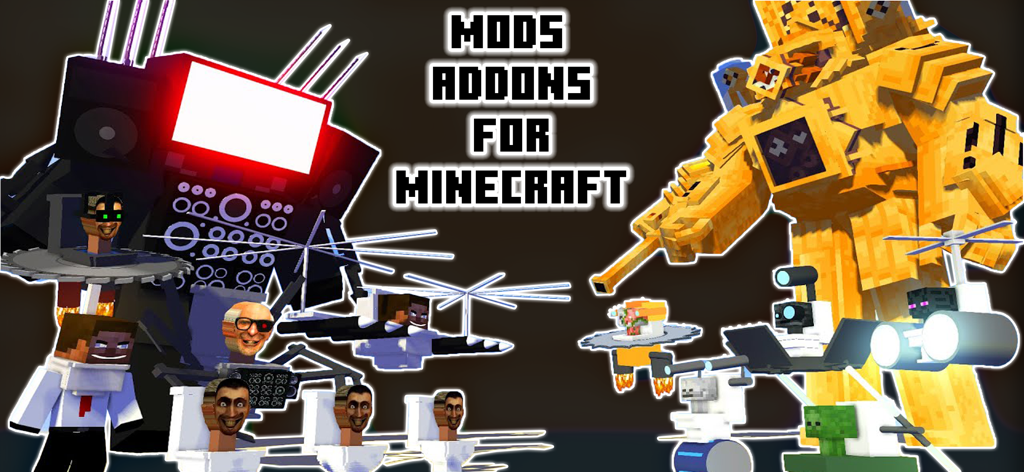 ADD-ONS FOR MINECRAFT PE MCPE - Minecraft PE mods featuring Skibidi Toilet characters and giant robot entities
