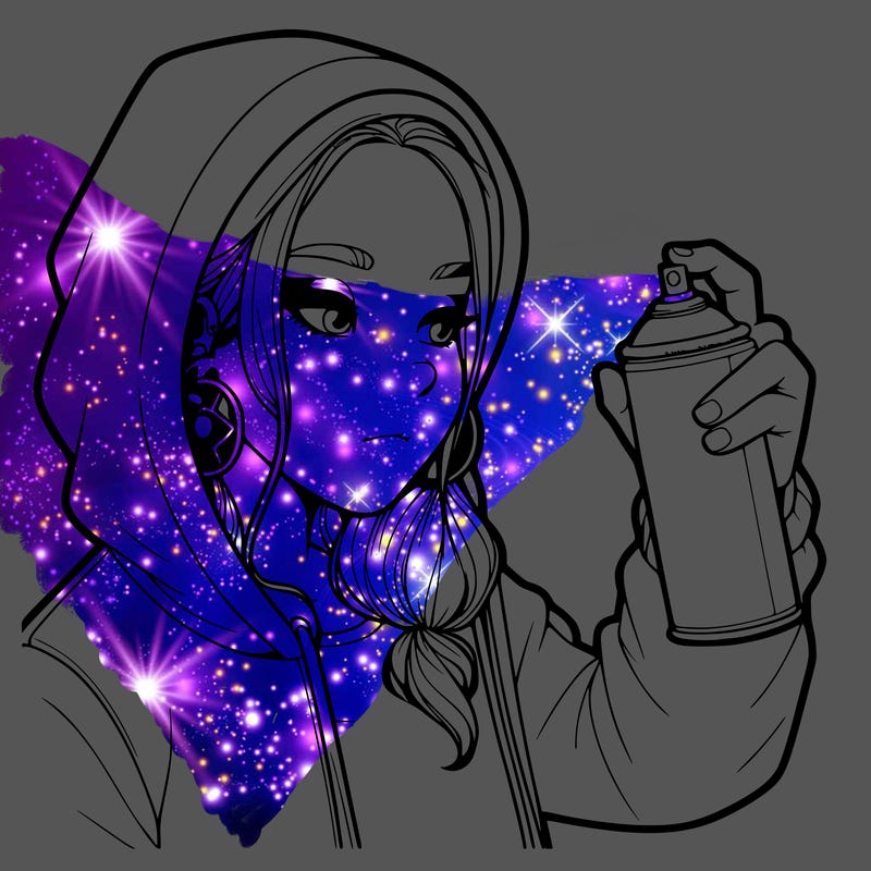 a realistic girl, spray painting