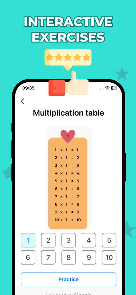 5th grade learning games - Ejercicio interactivo de tabla de multiplicar para el aprendizaje de matemáticas de 5º grado.