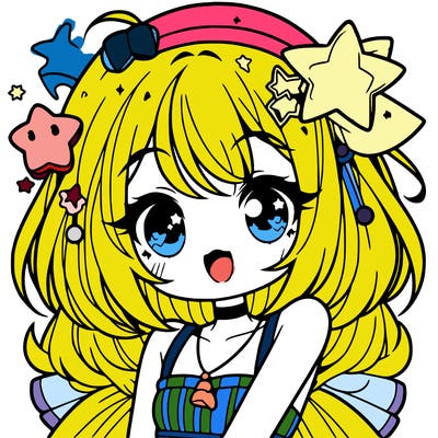 cute anime girl with star accessories