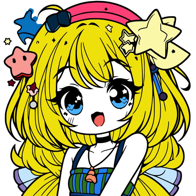 cute anime girl with star accessories