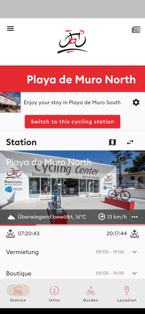 Huerzeler - Huerzeler cycling app station details for Playa de Muro North