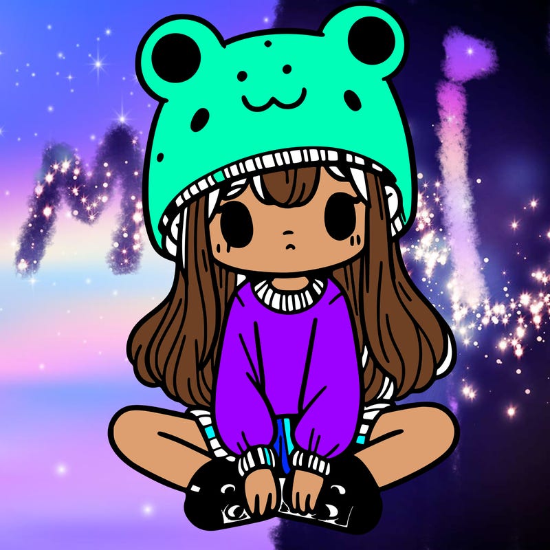 a girl wearing a frog hat and some frog socks