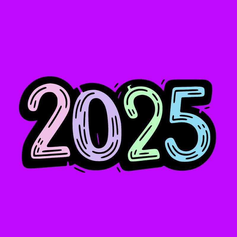 one line scrawled numbers sketch design “2025”